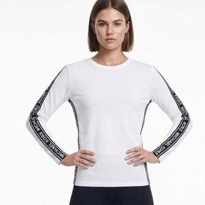 Michael Kors White Top with Black Logo Sleeves and Sides